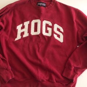 Jansport Arkansas Razorbacks red sweatshirt.